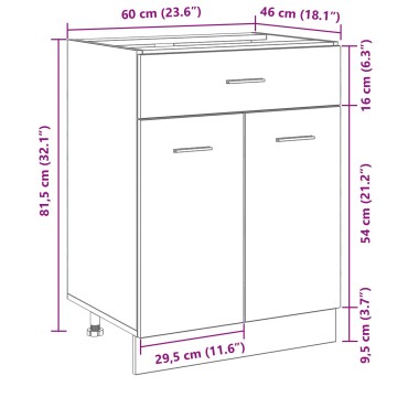 vidaXL Μαύρο Ερμάρι με Συστήματα Στάθμης - 60x46x81.5cm Φτιαγμένο από Επεξεργασμένο Ξύλο