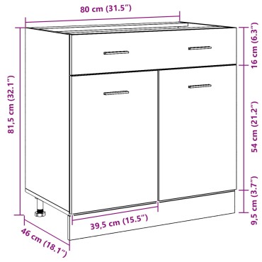 vidaXL Κάβες με Συρτάρι σε Μαύρη Δρυς, 80x46x81,5 cm Κατασκευασμένο από Επεξεργασμένο Ξύλο
