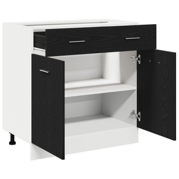 vidaXL Κάβες με Συρτάρι σε Μαύρη Δρυς, 80x46x81,5 cm Κατασκευασμένο από Επεξεργασμένο Ξύλο