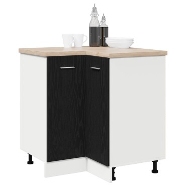 vidaXL Μαύρο Δρυς Γωνιακό Κάτω Ντουλάπι - 75.5x75.5x81.5 εκ