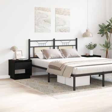 vidaXL Κομοδίνο 2 τεμ. Μαύρη Δρυς 45x34x49cm Επεξεργασμένο Ξύλο