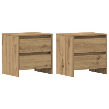 vidaXL Κομοδίνο 2 τεμ. Καλλιτεχνική Δρυς 45x34x44,5cm Επεξεργασμένο ξύλο