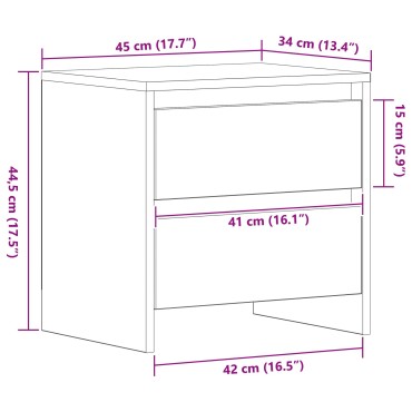 vidaXL Κομοδίνο Μαύρη Δρυς 45x34x44,5cm Κατασκευασμένο Ξύλο 1 τεμ.
