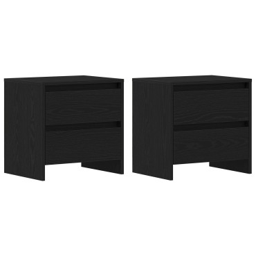 vidaXL Κομοδίνο 2 τεμ. Μαύρο Δρυς 45x34x44,5cm Επεξεργασμένο ξύλο