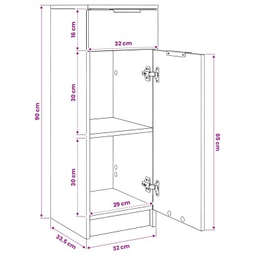 vidaXL Ντουλάπι Μπάνιου Παλαιό ξύλο 32x34x90cm Επεξεργασμένο ξύλο 1 τεμ.