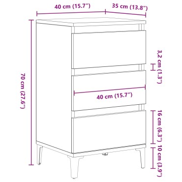 vidaXL Κομοδίνο Παλιού Ξύλου 40x35x70cm Κατασκευασμένο Ξύλο 1 τεμ.