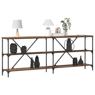 vidaXL Κονσόλα Παλιού Ξύλου 200x30x75cm Κατασκευασμένο Ξύλο και Ατσάλι 1 τεμ.
