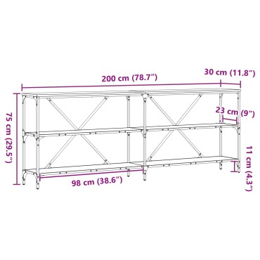 vidaXL Κονσόλα Παλιού Ξύλου 200x30x75cm Κατασκευασμένο Ξύλο και Ατσάλι 1 τεμ.