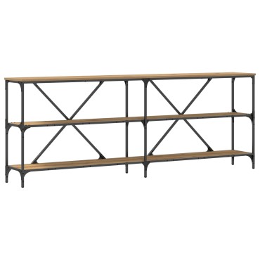 vidaXL Τραπέζι κονσόλας από ξύλο δρυός 200x30x75cm από εξελιγμένο ξύλο και ατσάλι 1 τεμ.