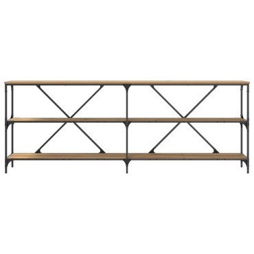 vidaXL Τραπέζι κονσόλας από ξύλο δρυός 200x30x75cm από εξελιγμένο ξύλο και ατσάλι 1 τεμ.