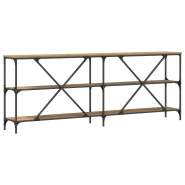 vidaXL Τραπέζι κονσόλας από ξύλο δρυός 200x30x75cm από εξελιγμένο ξύλο και ατσάλι 1 τεμ.