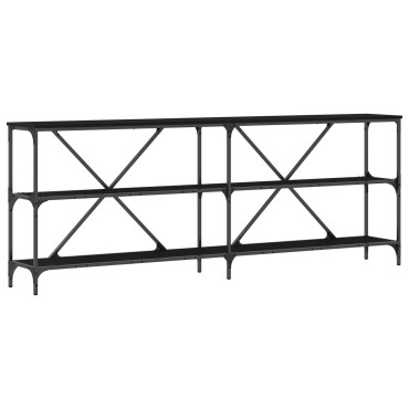vidaXL Κονσόλα Μαύρη Δρυς 200x30x75cm Κατασκευασμένο ξύλο και ατσάλι 1 τεμ.