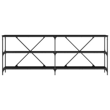 vidaXL Κονσόλα Μαύρη Δρυς 200x30x75cm Κατασκευασμένο ξύλο και ατσάλι 1 τεμ.