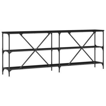 vidaXL Κονσόλα Μαύρη Δρυς 200x30x75cm Κατασκευασμένο ξύλο και ατσάλι 1 τεμ.