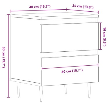 vidaXL Κομοδίνο Artisan Oak 40x35x50cm Κατασκευασμένο από τεχνητό ξύλο 1 τεμ.