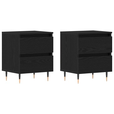 vidaXL Κομοδίνα 2 τεμ. Μαύρο Δρυς 40x35x50cm Κατασκευασμένο Ξύλο