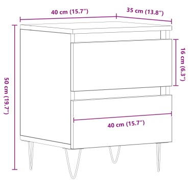 vidaXL Κομοδίνα 2 τεμ. Ξύλο Δρυός 40x35x50cm Μηχανικά Ξύλα