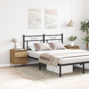 vidaXL Κομοδίνα 2 τεμ. Ξύλο Δρυός 40x35x50cm Μηχανικά Ξύλα