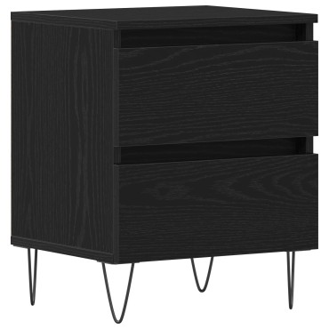 vidaXL Κομοδίνο Μαύρο Δρύινο 40x35x50cm Κατασκευασμένο Ξύλο 1 τεμ.