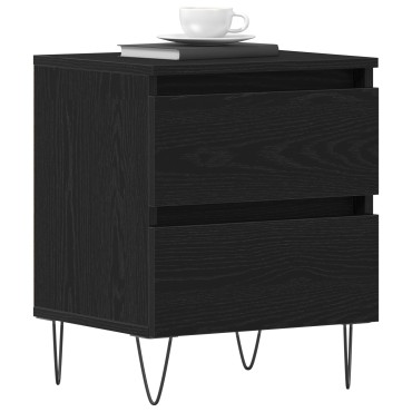 vidaXL Κομοδίνο Μαύρο Δρύινο 40x35x50cm Κατασκευασμένο Ξύλο 1 τεμ.