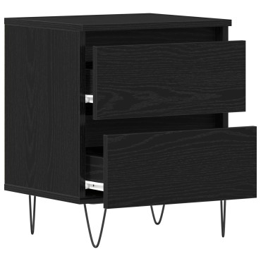 vidaXL Κομοδίνο Μαύρο Δρύινο 40x35x50cm Κατασκευασμένο Ξύλο 1 τεμ.