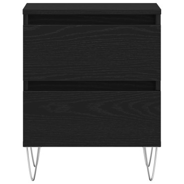 vidaXL Κομοδίνο Μαύρο Δρύινο 40x35x50cm Κατασκευασμένο Ξύλο 1 τεμ.
