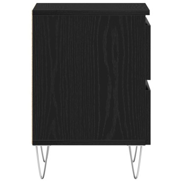 vidaXL Κομοδίνο Μαύρο Δρύινο 40x35x50cm Κατασκευασμένο Ξύλο 1 τεμ.
