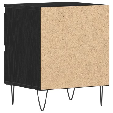 vidaXL Κομοδίνο Μαύρο Δρύινο 40x35x50cm Κατασκευασμένο Ξύλο 1 τεμ.