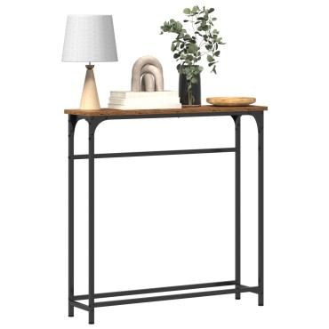 vidaXL Κονσόλα Ξύλου Παλιού 75x19,5x75cm Κατασκευασμένο από Ξύλο και Χάλυβα 1 τεμ.