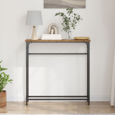 vidaXL Κονσόλα Ξύλου Παλιού 75x19,5x75cm Κατασκευασμένο από Ξύλο και Χάλυβα 1 τεμ.