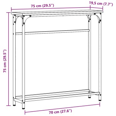 vidaXL Κονσόλα Ξύλου Παλιού 75x19,5x75cm Κατασκευασμένο από Ξύλο και Χάλυβα 1 τεμ.
