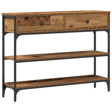 vidaXL Τραπέζι κονσόλας Παλιού Ξύλου 100x25x75cm Κατασκευασμένο από Ξύλο και Ατσάλι 1 τεμ.