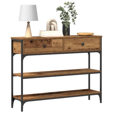 vidaXL Τραπέζι κονσόλας Παλιού Ξύλου 100x25x75cm Κατασκευασμένο από Ξύλο και Ατσάλι 1 τεμ.
