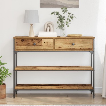 vidaXL Τραπέζι κονσόλας Παλιού Ξύλου 100x25x75cm Κατασκευασμένο από Ξύλο και Ατσάλι 1 τεμ.