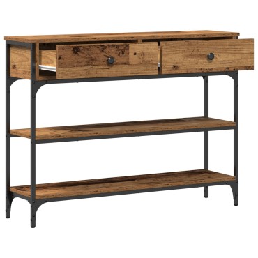 vidaXL Τραπέζι κονσόλας Παλιού Ξύλου 100x25x75cm Κατασκευασμένο από Ξύλο και Ατσάλι 1 τεμ.