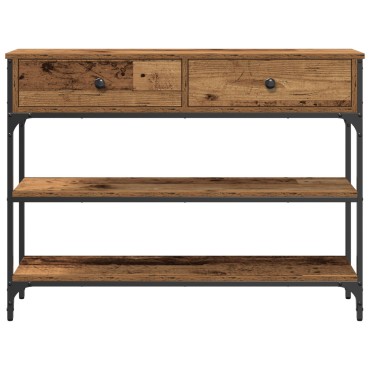 vidaXL Τραπέζι κονσόλας Παλιού Ξύλου 100x25x75cm Κατασκευασμένο από Ξύλο και Ατσάλι 1 τεμ.