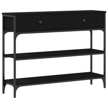 vidaXL Κονσόλα Μαύρο Δρυς 100x25x75cm Κατασκευασμένο ξύλο & Χάλυβας 1 τεμ.