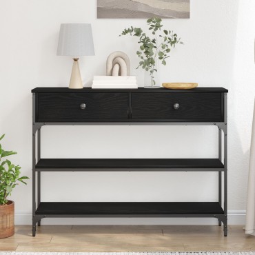 vidaXL Κονσόλα Μαύρο Δρυς 100x25x75cm Κατασκευασμένο ξύλο & Χάλυβας 1 τεμ.
