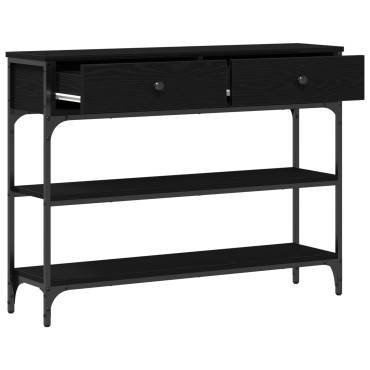 vidaXL Κονσόλα Μαύρο Δρυς 100x25x75cm Κατασκευασμένο ξύλο & Χάλυβας 1 τεμ.