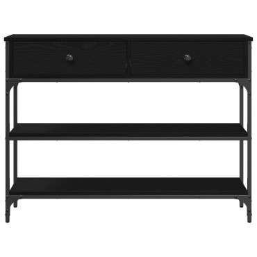 vidaXL Κονσόλα Μαύρο Δρυς 100x25x75cm Κατασκευασμένο ξύλο & Χάλυβας 1 τεμ.