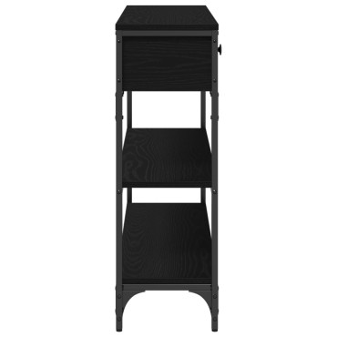 vidaXL Κονσόλα Μαύρο Δρυς 100x25x75cm Κατασκευασμένο ξύλο & Χάλυβας 1 τεμ.