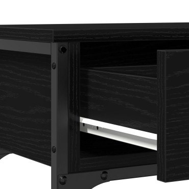 vidaXL Κονσόλα Μαύρο Δρυς 100x25x75cm Κατασκευασμένο ξύλο & Χάλυβας 1 τεμ.