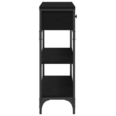 vidaXL Κονσόλα Μαύρη Δρυς 72,5x25x75cm Σανίδα και Χάλυβας 1 τεμ.