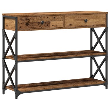 vidaXL Κονσόλα Παλιού Ξύλου 100x28x75cm Κατασκευασμένο Ξύλο & Χάλυβας 1 τεμ.