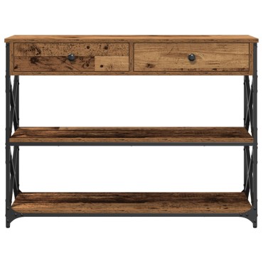 vidaXL Κονσόλα Παλιού Ξύλου 100x28x75cm Κατασκευασμένο Ξύλο & Χάλυβας 1 τεμ.