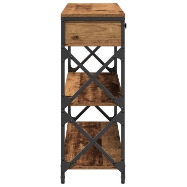 vidaXL Κονσόλα Παλιού Ξύλου 100x28x75cm Κατασκευασμένο Ξύλο & Χάλυβας 1 τεμ.