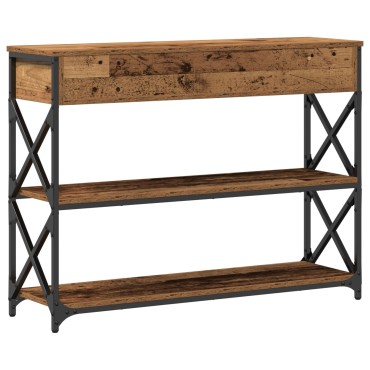 vidaXL Κονσόλα Παλιού Ξύλου 100x28x75cm Κατασκευασμένο Ξύλο & Χάλυβας 1 τεμ.