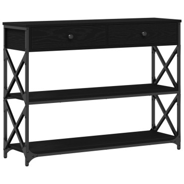 vidaXL Κονσόλα Μαύρη Δρυς 100x28x75cm Επεξεργασμένου Ξύλου & Ατσαλιού 1 τεμ.