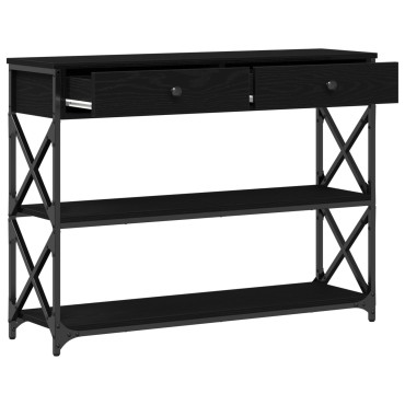vidaXL Κονσόλα Μαύρη Δρυς 100x28x75cm Επεξεργασμένου Ξύλου & Ατσαλιού 1 τεμ.