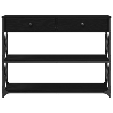 vidaXL Κονσόλα Μαύρη Δρυς 100x28x75cm Επεξεργασμένου Ξύλου & Ατσαλιού 1 τεμ.